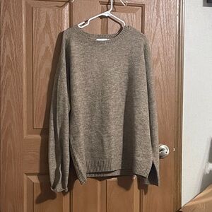 JustFab Women's Tan Crewneck Sweater